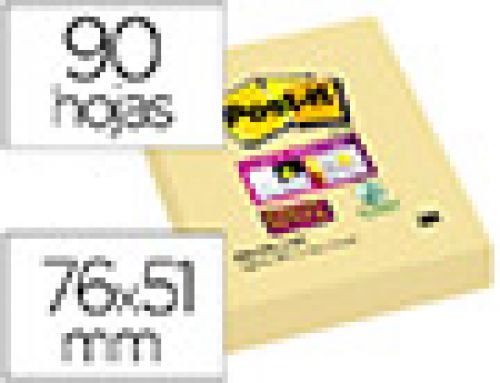 Bloco de notas adesivas super sticky 51x76 mm com 90 folhas656 amarelo canario , Post-it , 75588 , 4064035065768